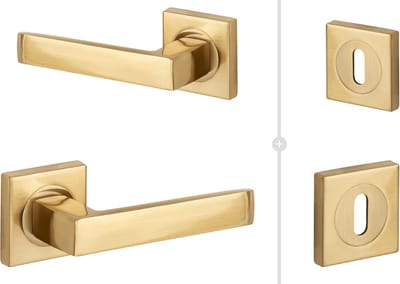 Eliot® VICTORIA deurklink set op rozet - mat goud - incl. sleutel rozetten