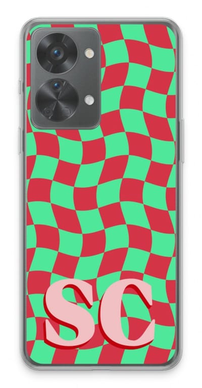 Gepersonaliseerd - Case Company® - Hoesje geschikt voor OnePlus Nord 2T hoesje - Grid Monogram - Soft Cover Telefoonhoesje - Bescherming aan alle Kanten en Schermrand