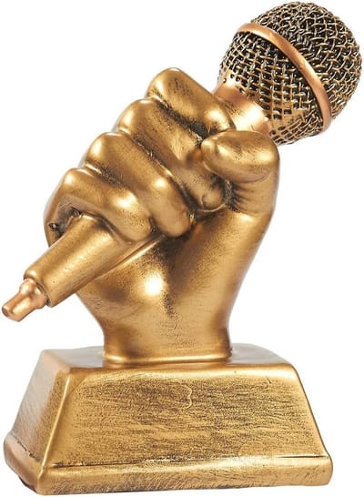 Gouden Microfoon Trofee - Kleine Resin Singing Award Trofee voor Karaoke en Zangwedstrijden