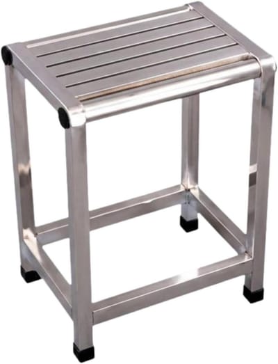 Douchestoel - Badkruk Zitje - Veilig Douchen - Roestvrij Staal - 41 cm Hoog - Zilverkleurig
