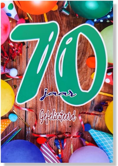 Hoera 70 Jaar! Luxe verjaardagskaart - 12x17cm - Gevouwen Wenskaart inclusief envelop - Leeftijdkaart