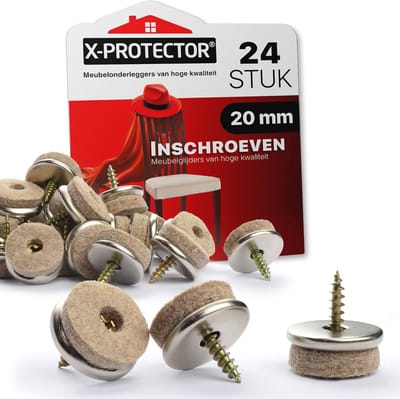Vilt Pads voor Stoelen - 24 Stuks - 20mm Vilt Glijders voor Houten Vloeren - Beige Vloer Beschermers voor Meubelpoten - Meubel Glijders voor Houten Vloeren