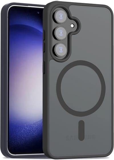 Hoesje geschikt voor Samsung S24 FE MagSafe Hoesje Zwart - Shockproof hoesje geschikt voor Samsung s24 fe - Mat Zwart