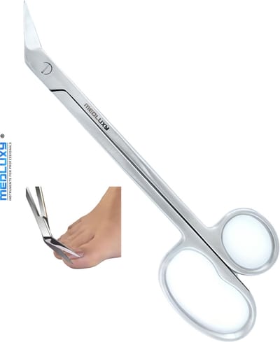 Medluxy - Nagelschaar - lange handgreep - RVS - 19cm - ergonomisch - senioren - pedicure - teennagelschaar met lange steel - podoloog