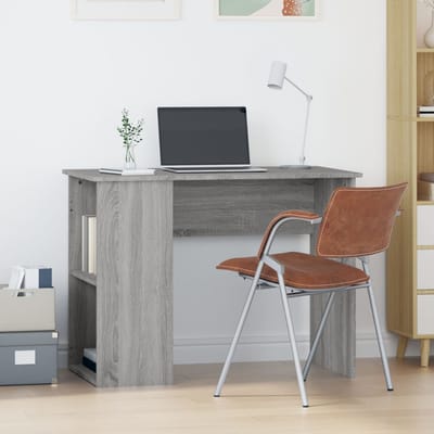 vidaXL - Bureau - 100x55x75 - cm - bewerkt - hout - grijs - sonoma - eikenkleurig