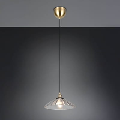 Reality Leuchten Hanglamp Eluna, helder/oud messing Ø 30 cm glas/metaal 1-lamp.