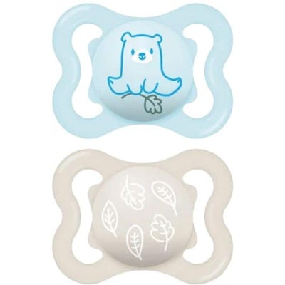 Fopspenen-MAM Fopspeen Supreme - 2-6 Maanden - Silicone - X2 (Model : Beer en Bladeren)