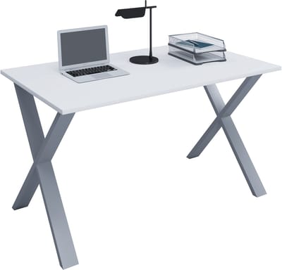 VCM Schreibtisch, 160 x 80 cm, Computertisch mit Metallgestell, Bürotisch für Homeoffice und Arbeitszimmer - Lona X