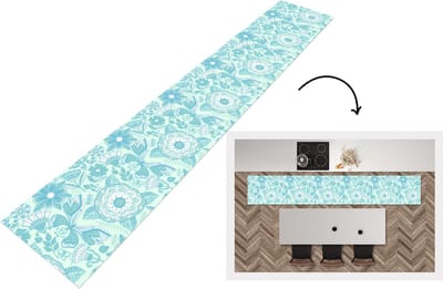 Keukenloper - Loper keuken - Bloemen - Blauw - Wit - Patroon - 300x50 cm - Keukenloper vinyl