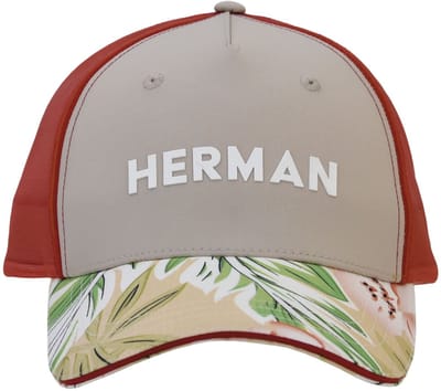 Herman Casquette baseball avec mesh rigide, visière sandwich avec un imprimé tropical, panneau frontal uni avec HERMAN en silicone