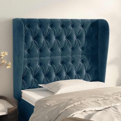 vidaXL - Hoofdbord - met - randen - 103x23x118/128 - cm - fluweel - donkerblauw