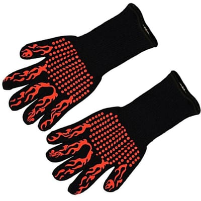 Gants de barbecue Gants résistants à la chaleur Gants pour griller Gants de four en silicone Gants de cuisine pour cuisiner et pâtisser rouge