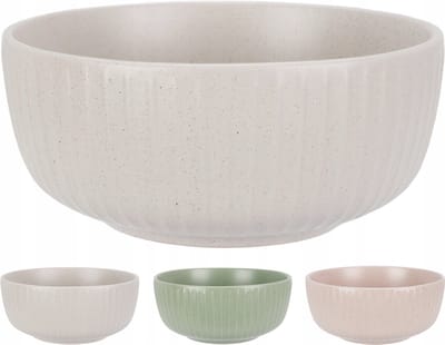 Koopman Basic Serie - Keramische Kom - 15cm - Ribbel - 600ml