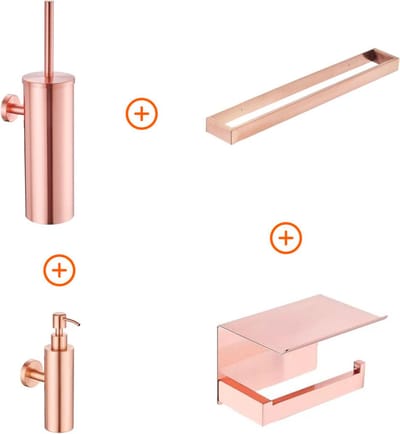 Toilet accessoires set Mat rose goud design met beugel en zeepdispenser