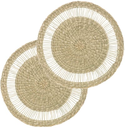 Secret de Gourmet Tafel Placemat - Set van 6x stuks - zeegras naturel - rond - 38 cm - Onderleggers - Ontbijt en Diner