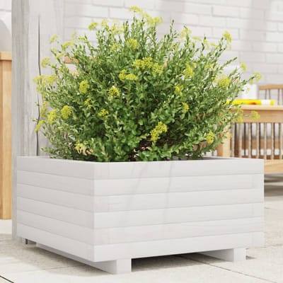 vidaXL - Plantenbak - 50x50x26,5 - cm - massief - grenenhout - wit