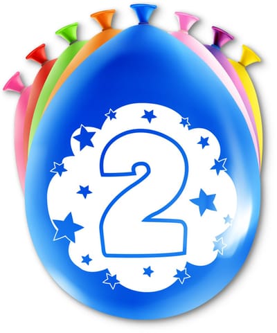LUQ – Latex Ballonnen Happy Party 2 Jaar – 8 Stuks – Veelkleurig – Verjaardag Decor – Feest Versiering – Helium Ready