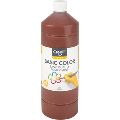 Creall Plakkaatverf - Donkerbruin - Donker bruine schoolverf - fles 1000ML - Gemaakt in Nederland - professionele kwaliteit - basic color - vegan - glutenvrij