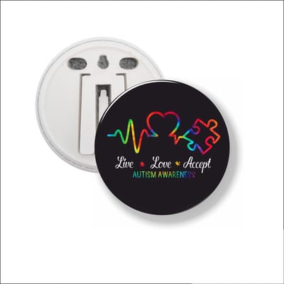Button Met Clip 58 MM - Live Love Accept