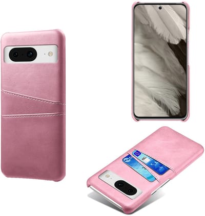 Back Cover met Opbergvakjes + Glas Screenprotector voor Google Pixel 8 _ Roze Goud