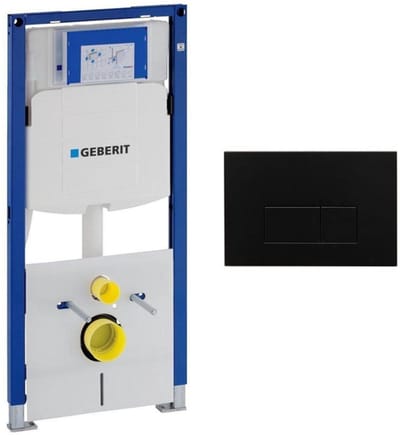 Geberit Duofix Element - UP320 - QeramiQ metal bedieningsplaat - wand - 112cm - rechthoekige knoppen - metaal - mat zwart