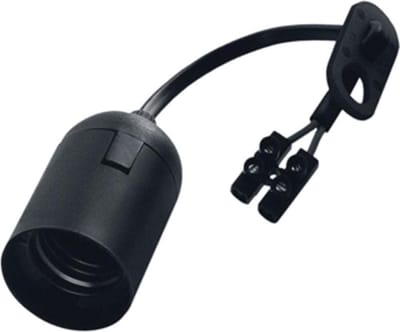 Verhuisfitting E27 Kunststof lamphouder Zwart met 15cm kabel en kroonsteen 2-polig