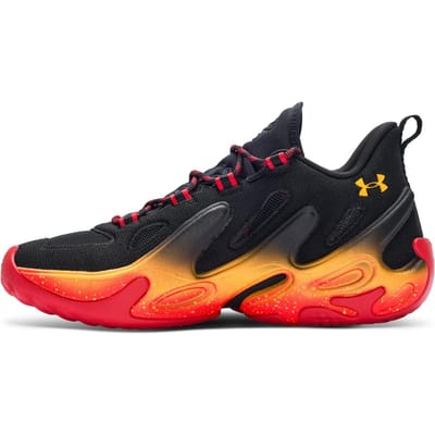 Under Armour Curry 13 AP Demping Sportprestaties Hoge Top Basketbalschoenen Unisex Sneakers Zwart Oranje 6015002-002 42 black