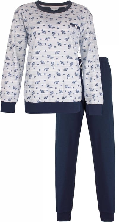 Tenderness Dames Pyjama - Fleece - Bloemetjes - Licht Blauw - Maat 3XL