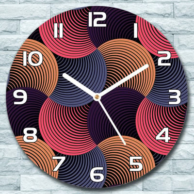 Coloray Wandklok - Hypnotische cirkels Glazen Wandklok - 30fi cm - Bordeaux Wandklok - Wandklok Ronde - Wandklok Klassiek - Wandklokken Woonkamer - Stille Wandklok