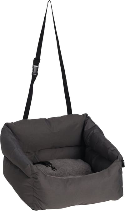 Autostoel hond – Flamingo Autostoel Jangles Grijs – 50x50x14,5cm – compact & veilig – met uitneembaar kussen