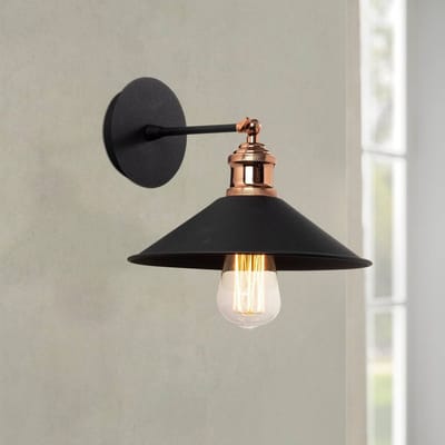 Opviq Wandlamp Berceste N-663, zwart/koper, ijzer, Ø 24 cm