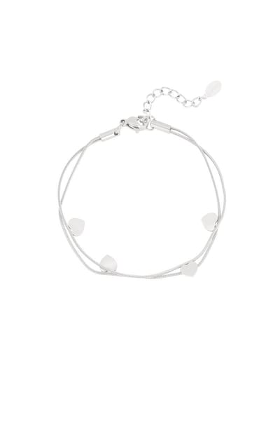 Hartjes armband - Layered armband - Stainless Steel - Zilverkleurig - Verkleurt niet - Cadeau armband