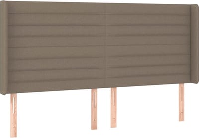 vidaXL - Hoofdbord - met - randen - 203x16x118/128 - cm - stof - taupe