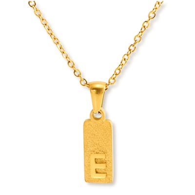 Marama - Ketting Letter E Goud Sparkling - stainless steel - gold plated - nikkelvrij - persoonlijke ketting - letterketting - met hanger - cadeauverpakking