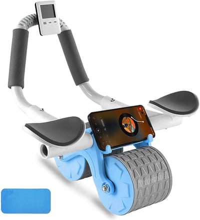 2023 Nieuwe Ab Roller Wiel met Kniemat &Timer, Automatische Rebound Abdominale Wiel, Ab Buikoefening Roller met Elleboog Ondersteuning, Abs Workout Apparatuur Ab Oefening Roller voor Vrouwen Mannen