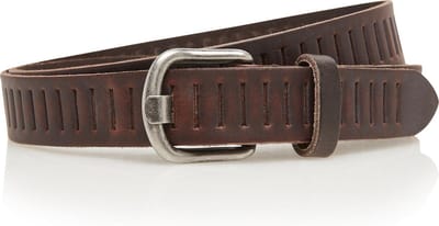 Timbelt Leren gleufjes riem bruin - 100% leer - maat 85 - totale lengte 100