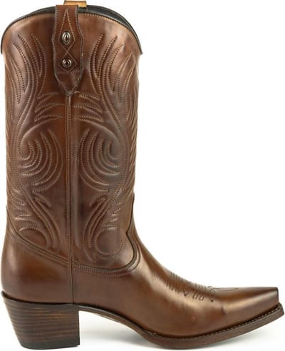 Mayura Boots Virgi 2536 Kastanje/ Dames Western Laarzen Sierstiksel Spitse Snip Toe Neus Rechte Schacht Hoge Hak Glad Leer Maat EU 37