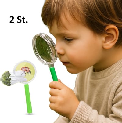 Kinder Vergrootglasset 2 Stuks – Educatief Speelgoed voor Natuuronderzoek – Acryl & Kunststof – Veilig Ontwerp met 3x Vergroting – Party Cadeau voor Jongens & Meisjes – 9,8 x 4,3 cm – Willekeurige Kleuren