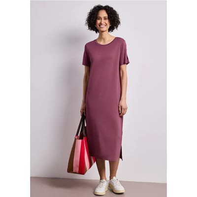 Midi-jurk met korte mouwen en splitdetail