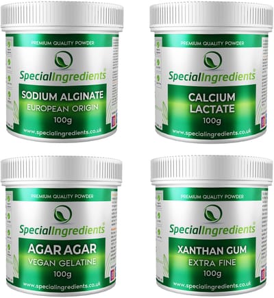 Moleculair Koken Starterskit - 4 x 100 g Ingrediënten - Perfect Voor Beginners - Essentiële Tools & Additieven - Moderne Gastronomie - Moleculair Koken - Creatieve Toepassingen - Professionele Kwaliteit