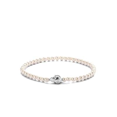 TI SENTO Dames Armband - 925 zilver - Wit parel - Maat L - 2908PW