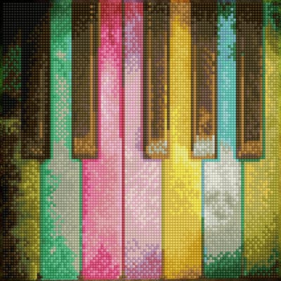 Diamond Painting Volwassenen - Ronde Steentjes - Volledig Pakket - Hobby - Diamond Dotz® - DD5.068 - Regenboog piano 30 x 30cm