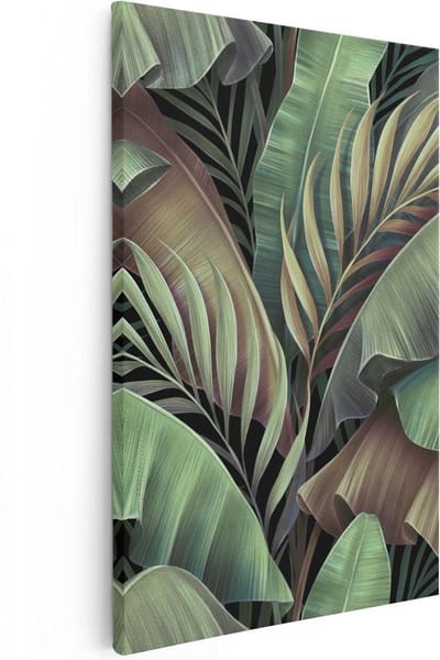 Artaza Canvas Schilderij Jungle - 20x30 cm - Klein - Muurdecoratie Botanisch - Wanddecoratie Planten - Kamer Accessoires