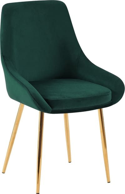 CLP Elmira Eetkamerstoel - Klassiek - Met rugleuning - Met armleuning - Met rugleuning - Velvet - goud/groen