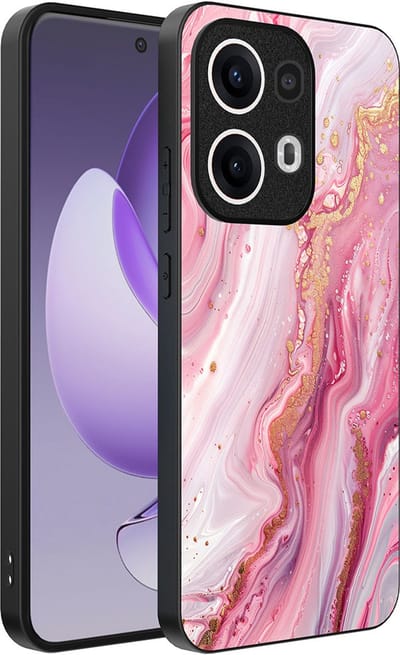 Smartphonica Telefoonhoesje Geschikt voor Oppo Reno 13 Pro met marmer opdruk - TPU backcover case marble design - Roze geschikt voor Oppo Reno 13 Pro