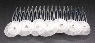 Zijkam zilver roosjes met strass punten