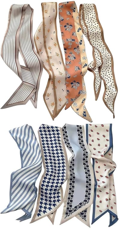 Dailygoods- Sjaal Modieuze 8 Stuks - Multifunctionele Boho Sjaals - Satijnen Sjaal - Haaraccessoires - Zachte/Duurzame Polyesterstof - Ultiem Comfort - Haaraccessoire