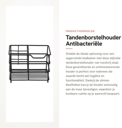 Dailygoods - Tandenborstelhouder - Antibacteriële Tandenborstelhouder - Roestvrij staal zwart - Geventileerde Tandpastahouder - Ruimtebesparend - Gesc...