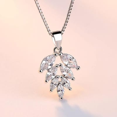Nieuwe 925 Sterling Zilveren Dames Kettingen IJsblad Hanger Mode Alles-Match Temperament Hoge Kwaliteit Ketting Sieraden Cadeau gray