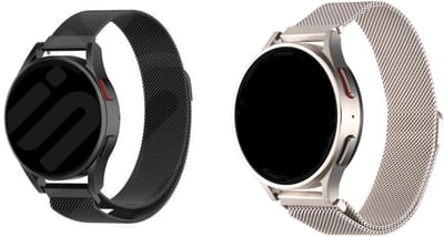 Strap-it Bundel van 2 Milanese Banden - Geschikt voor Samsung Galaxy Watch 6 40mm - Zwart & Sterrenlicht - RVS Metalen Band met Magneet - Magnetische Sluiting - Luxe & ademend ontwerp